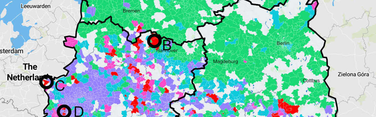 Visualisierung verschiedener Nitratkonzentrationen im Trinkwasser in Deutschland